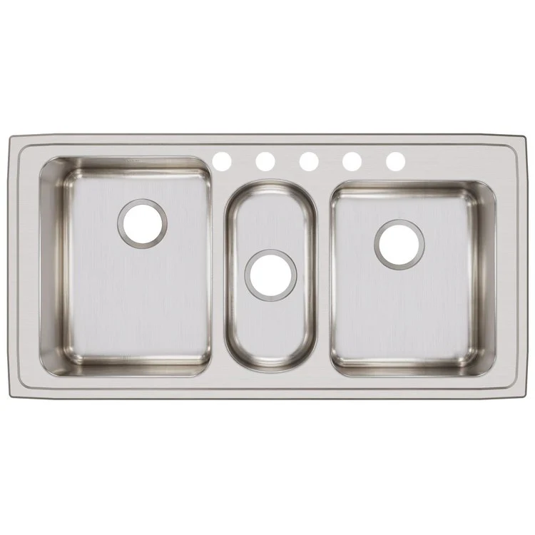 Kitchen Sink Lustertone Classic 43 x 22 Inch Triple Bowl 5 Hole Lustrous Satin Drop-In - Frankwebs