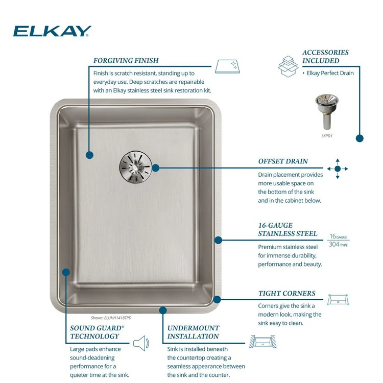 Kitchen Sink Lustertone Iconix 16.5 x 20.5 Inch Single Bowl with Perfect Drain Luminous Satin Undermount - Frankwebs