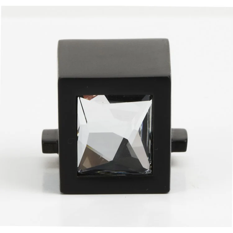 Post Ring Pull Crystal Large Square Polished Chrome 3-1/2 Inch Brass - Frankwebs