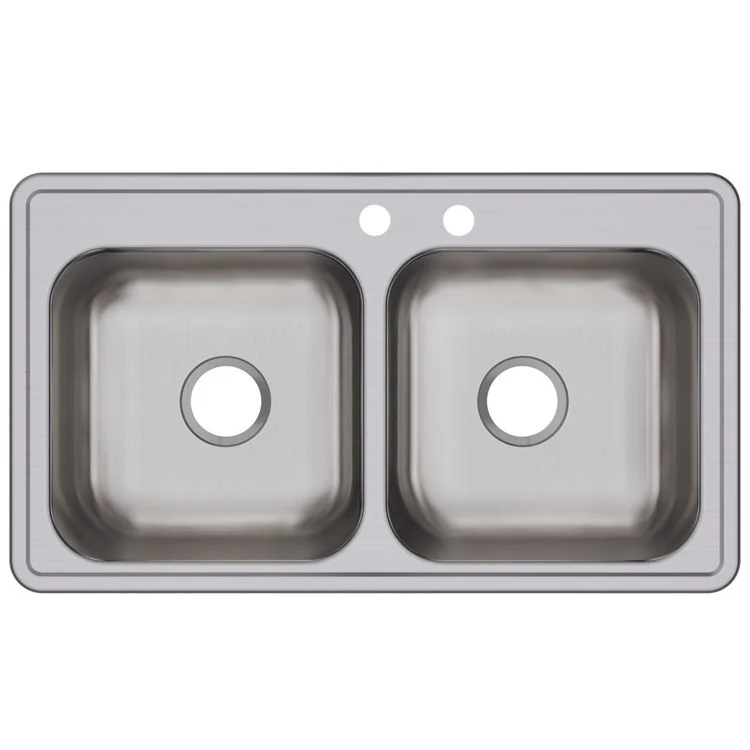 Kitchen Sink Dayton 33 x 19 Inch Double Bowl Equal MR2 Hole Elite Satin Top Mount - Frankwebs