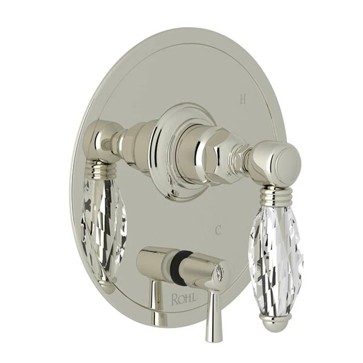 Pressure Balance Valve Trim with Diverter 1 Crystal Metal Lever Polished Nickel 5.5 Gallons per Minute - Frankwebs