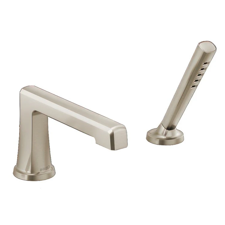 Roman Tub Trim Levoir Deck Mount with H2Okinetic Technology Less Handle Brilliance Luxe Nickel WaterSense ADA 9-11/16 Inch Reach 1 Function Wand Handshower - Frankwebs