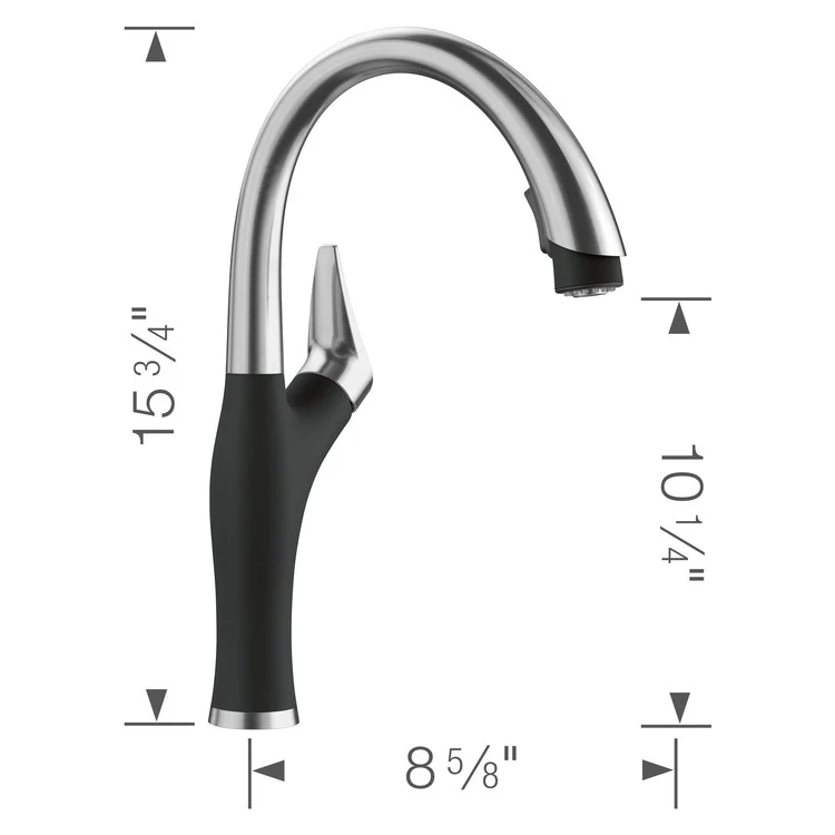 Kitchen Faucet Artona 1 Lever CALGreen Coal Black/Stainless Steel 1.5 Gallons per Minute - Frankwebs