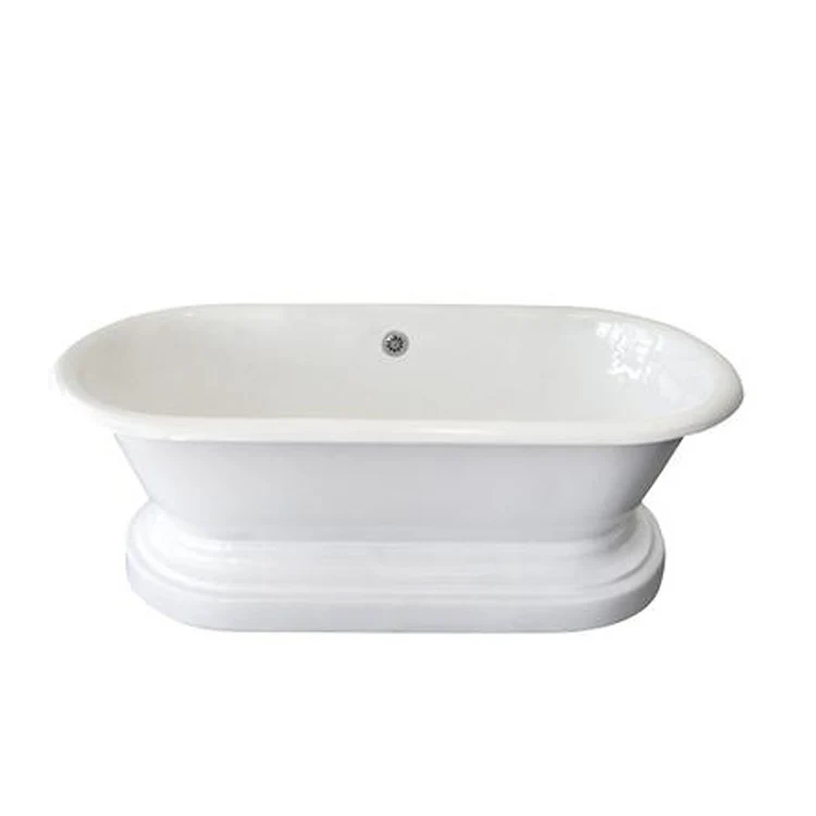 Freestanding Tub Columbus 61 Inch Double Roll Top Oval Cast Iron White No Faucet Holes Rolled Rim - Frankwebs