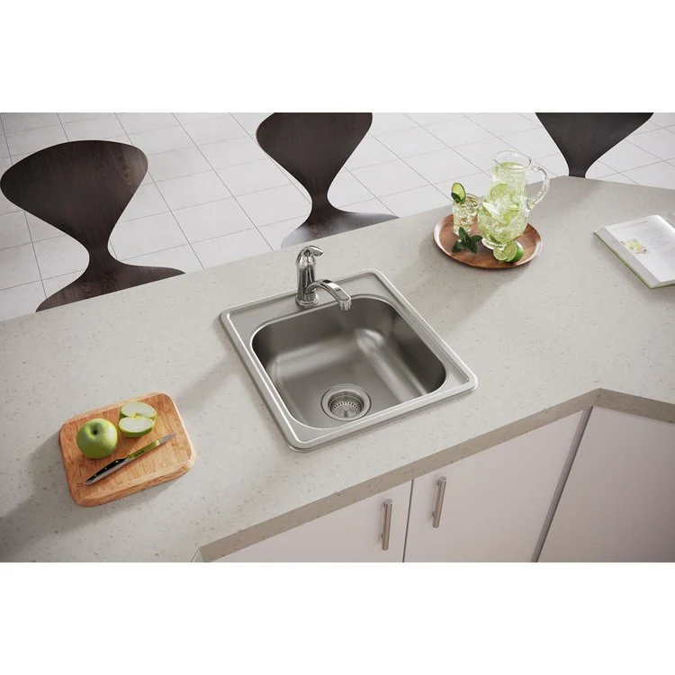 Bar Sink Dayton 17 x 19 Inch Single Bowl 1 Hole ADA Satin Drop-In Rectangle Drain Size 3-1/2 Inch - Frankwebs