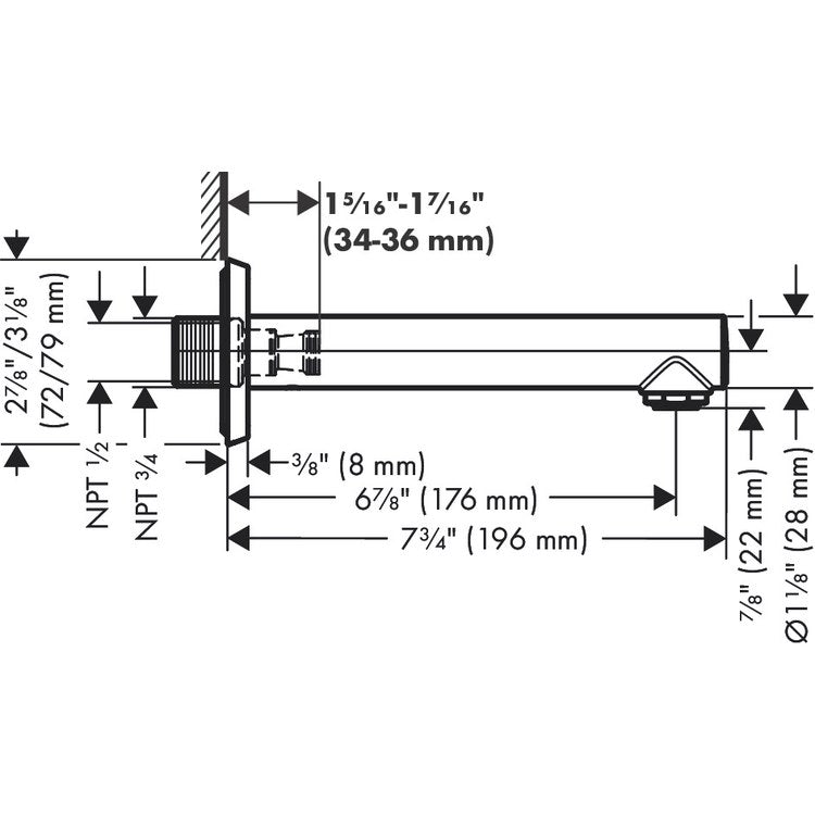 Tub Spout Locarno Less Diverter Polished Nickel 7-3/4 Inch 5.81 Gallons per Minute Brass - Frankwebs