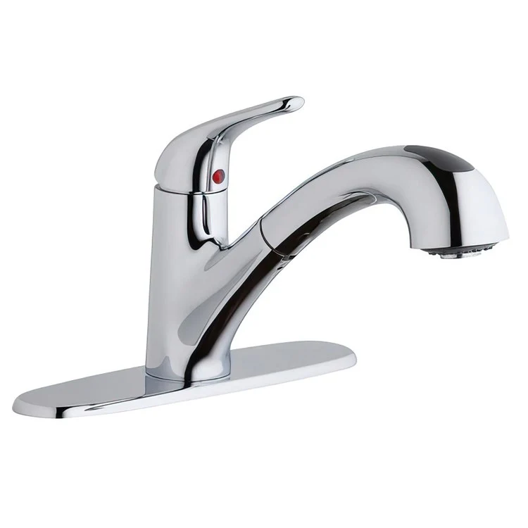Kitchen Faucet Everyday Deck Mount 1 Lever ADA Lustrous Steel Pull-Out Spray 1 Hole Spout Height 7-3/8 Inch - Frankwebs