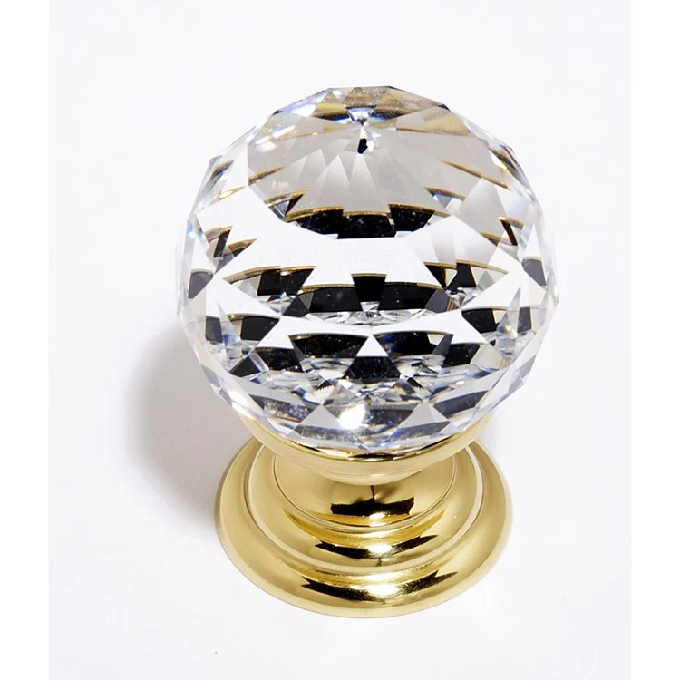 Knob Swarovski Crystal Sphere Crystal Polished Chrome Brass 1-1/4 Inch 1-3/4 Inch 15/16 Inch - Frankwebs