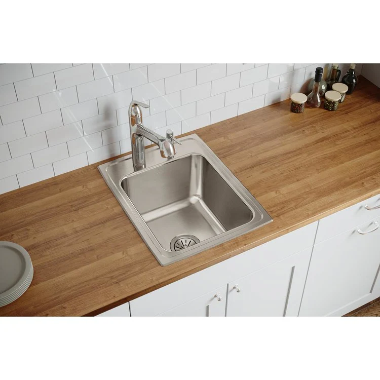 Kitchen Sink Lustertone Classic 17 x 22 Inch Single Bowl MR2 Hole Lustrous Satin Drop-In - Frankwebs