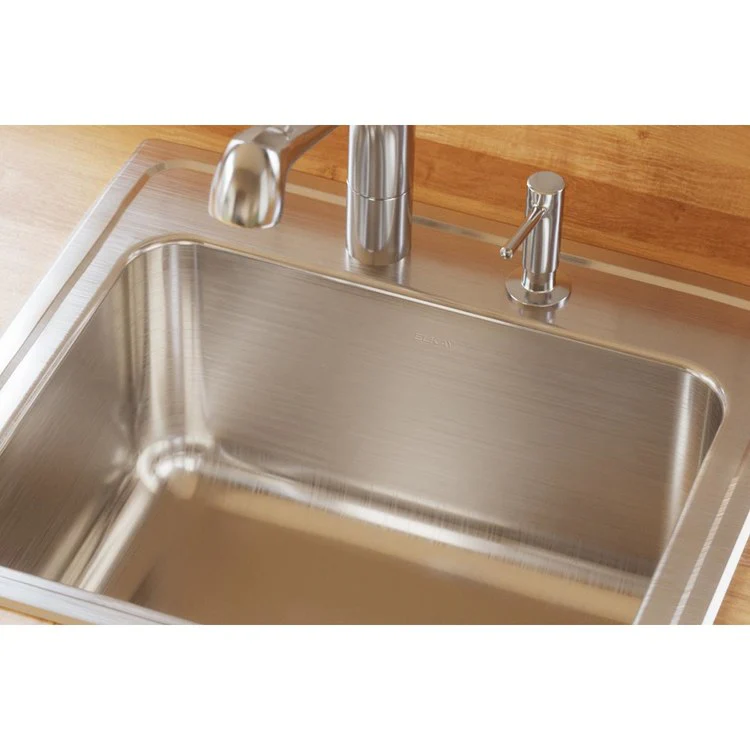 Kitchen Sink Lustertone Classic 22 x 19.5 Inch Single Bowl with Perfect Drain MR2 Hole Lustrous Satin Drop-In - Frankwebs