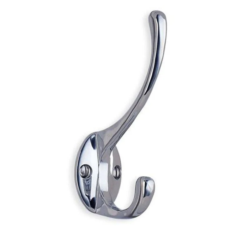 Coat Hook Single Polished Chrome 4-1/3 Inch 2 Inch Wall Mount Brass - Frankwebs