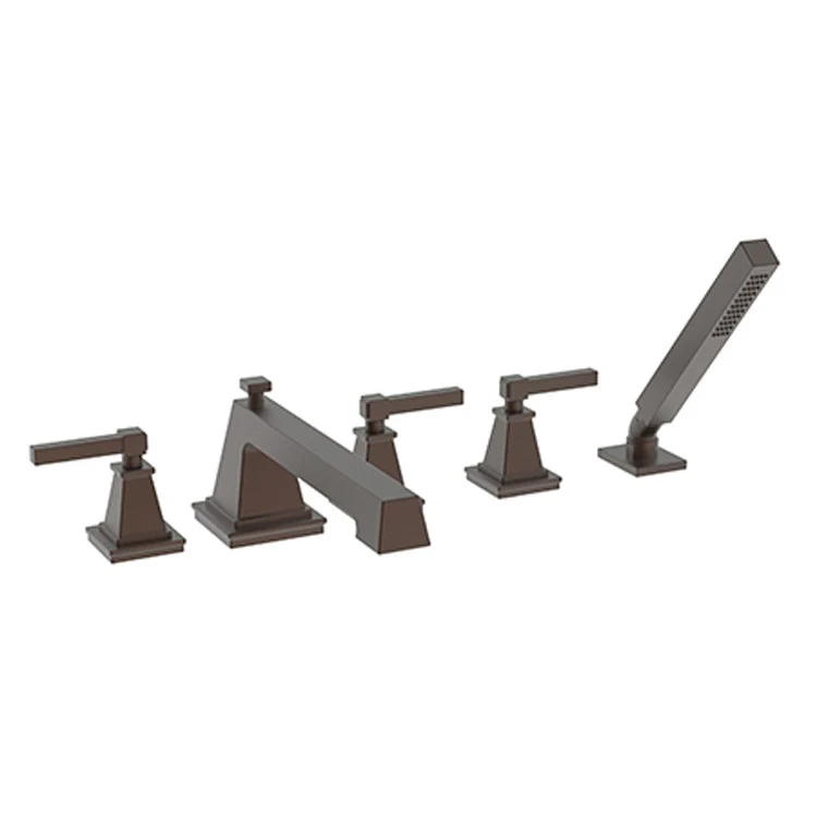 Roman Tub Trim Malvina Deck Mount with Handshower 3 Lever Flat Black ADA 8 to 20 Inch Spread - Frankwebs