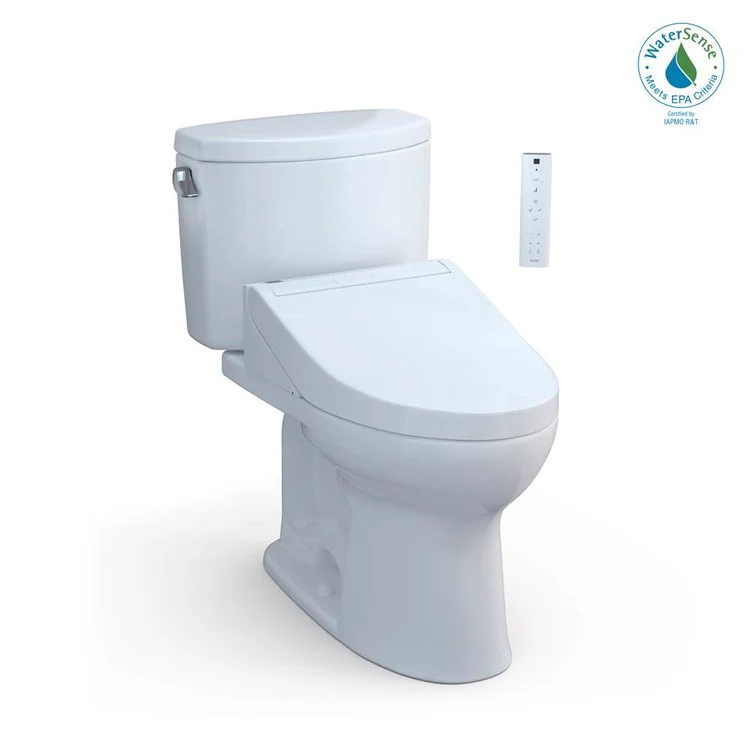 Toilet Drake II 2 Pieces Universal Height Cotton Elongated ADA 30 Inch 1.28GPF 12 Inch Rough-In Tornado Left Hand Washlet+C5 - Frankwebs