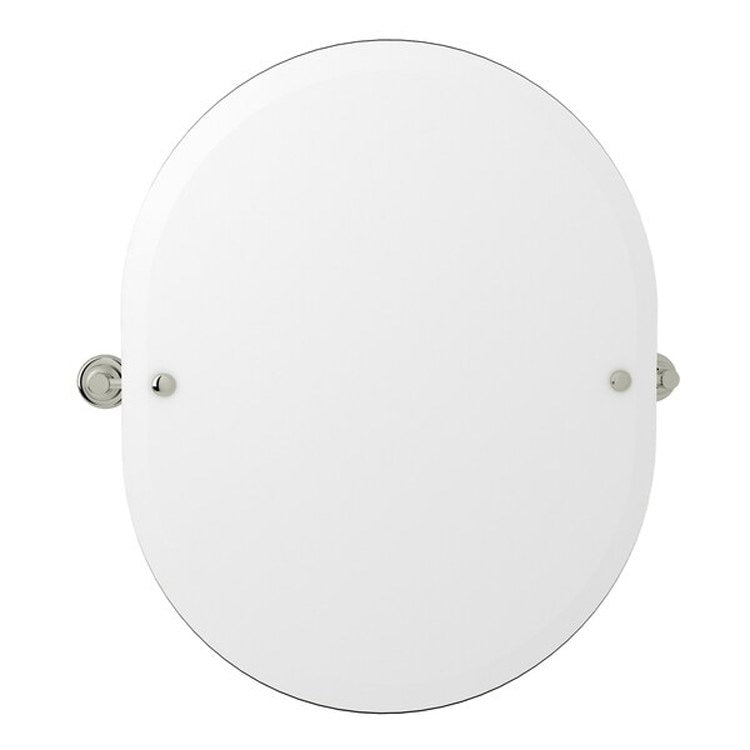 Mirror Holborn 25 Inch Polished Nickel Wall Mount Oval Beveled Edges - Frankwebs