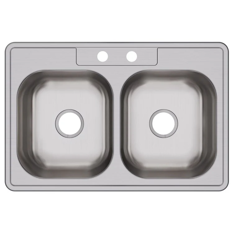 Kitchen Sink Dayton 33 x 22 Inch Double Bowl Equal 2 Hole Elite Satin Drop-In Drain Location Center Multiple of 40 Bottom Only Pads - Frankwebs
