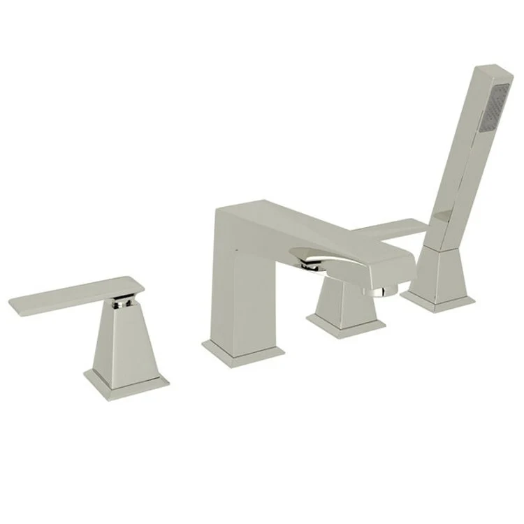 Tub Filler Vincent with Handshower 2 Metal Lever Fixed Spout Polished Nickel - Frankwebs