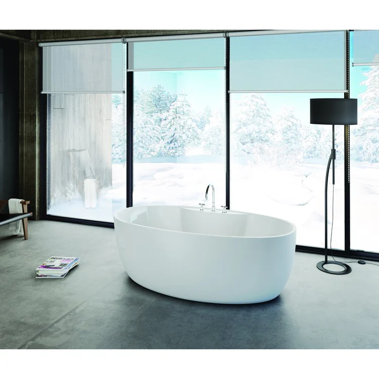 Freestanding Tub Vortex 66-1/2 x 33-1/2 x 22-3/4 Inch White Rear Center Drain Oval 60 Gallon - Frankwebs