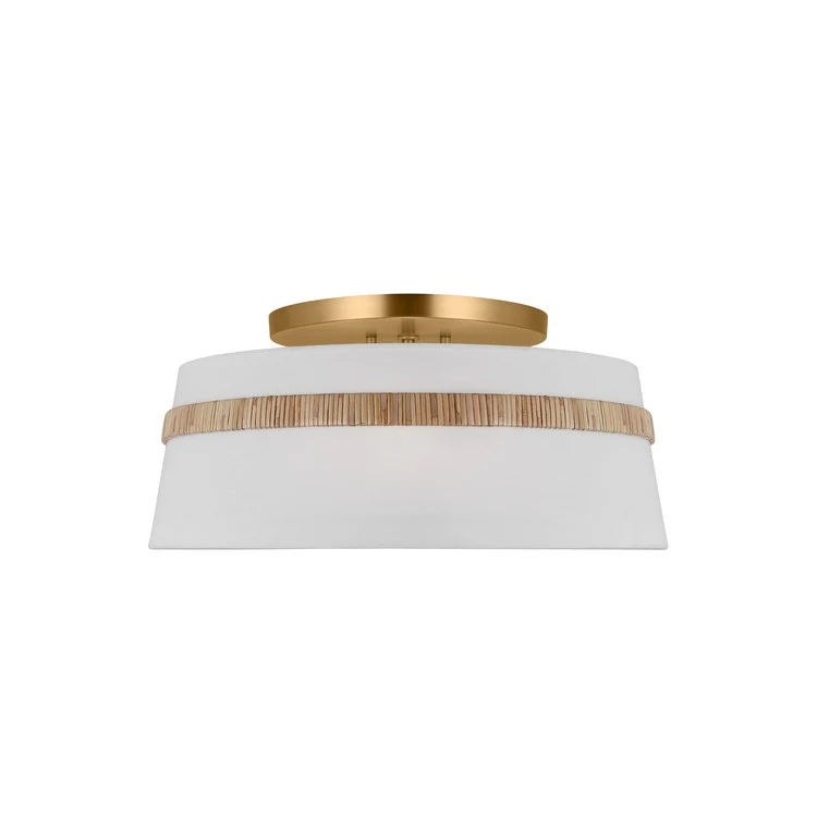 Ceiling Light Cordtlandt Semi-Flushmount Large 3 Lamp Rattan White Linen - Frankwebs