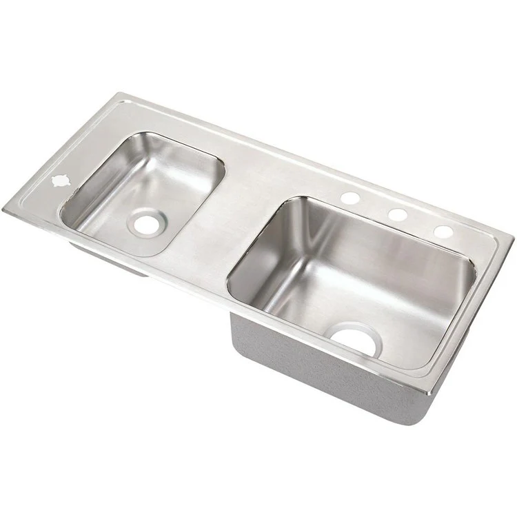 Classroom Sink Lustertone 37.25 x 17 Inch Double Bowl ADA Left Lustrous Satin Drop-In Minimum Cabinet Size 42 Inch 6-1/2 Inch Quick Clip Mounting System 18 Gauge Bottom Only Pads Mounting Hardware Included for Up to 3/4IN Countertop - Frankwebs