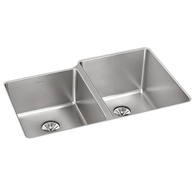 Kitchen Sink Lustertone Iconix 31.25 x 20.5 Inch Double Bowl Left with Perfect Drain Luminous Satin Undermount - Frankwebs