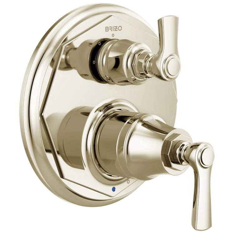 Pressure Balance Valve Trim Rook with Integrated 3 Function Diverter 2 Lever Brilliance Polished Nickel ADA - Frankwebs