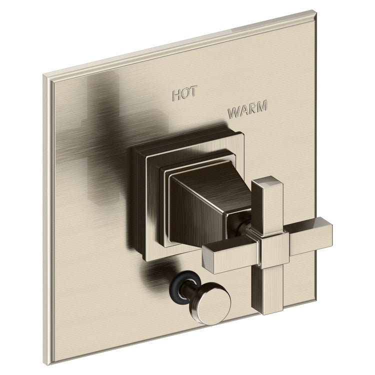 Pressure Balance Valve Trim Malvina Square with Diverter 1 Cross Aged Brass ADA Depth 4 Inch - Frankwebs