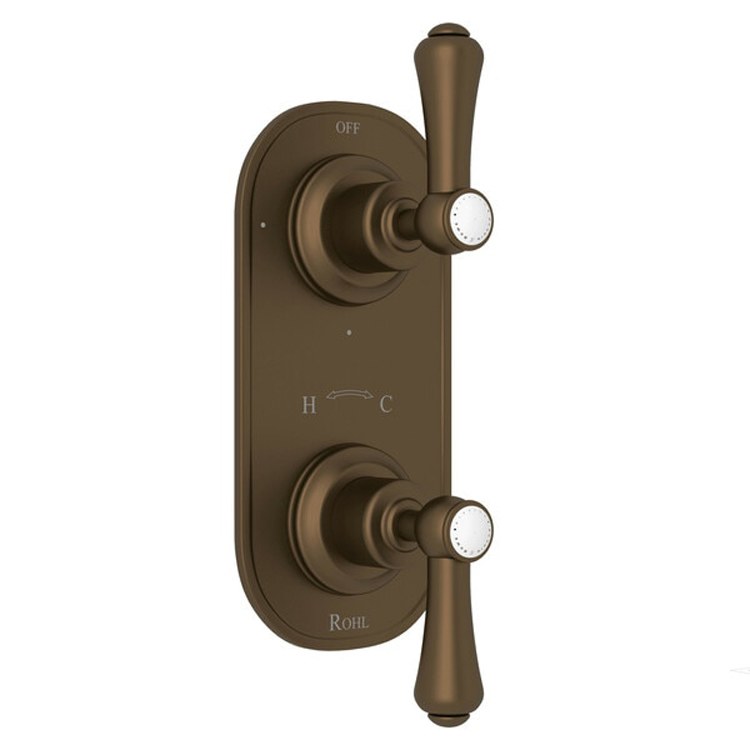 Thermostatic Trim Georgian Era 1/2 Inch with Diverter 2 White Porcelain Lever Satin Nickel Brass - Frankwebs