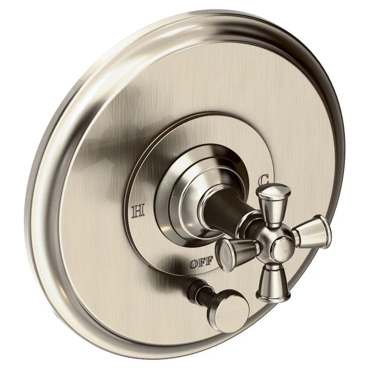 Aylesbury Pressure Balance Tub/Shower Valve Trim Only with Cross Handle - Midnight Chrome - Frankwebs