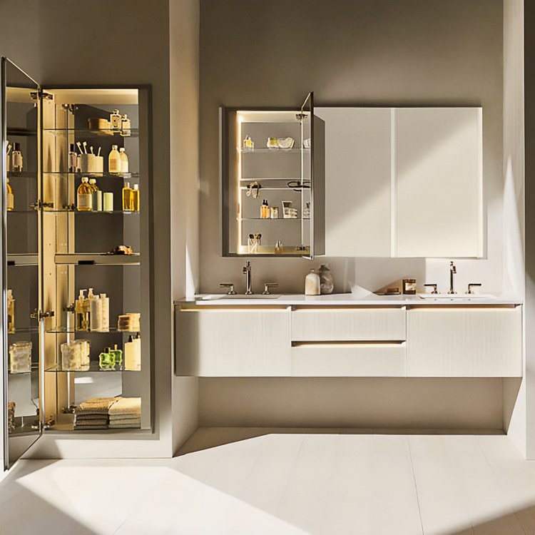 Medicine Cabinet M Series 16W x 72H x 6D Inch 1 Doors Mirror Flat Top Reversible Beveled Edge Electrical Upgrade - Frankwebs