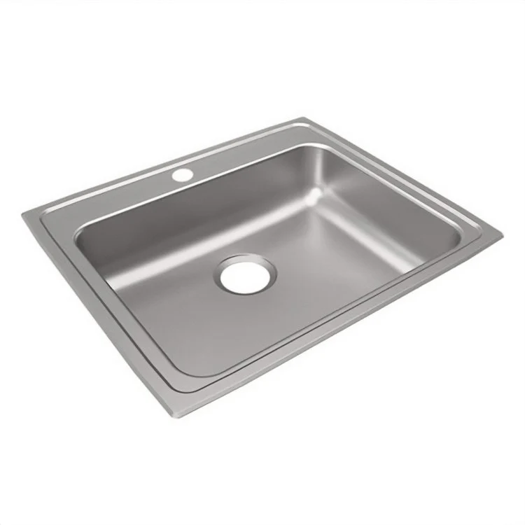 Kitchen Sink Lustertone Classic 25 x 21.25 Inch Single Bowl 1 Hole ADA Lustrous Satin Drop-In Rectangle Drain Location Rear Center Depth 6-1/2 Inch Bottom Only Pads - Frankwebs