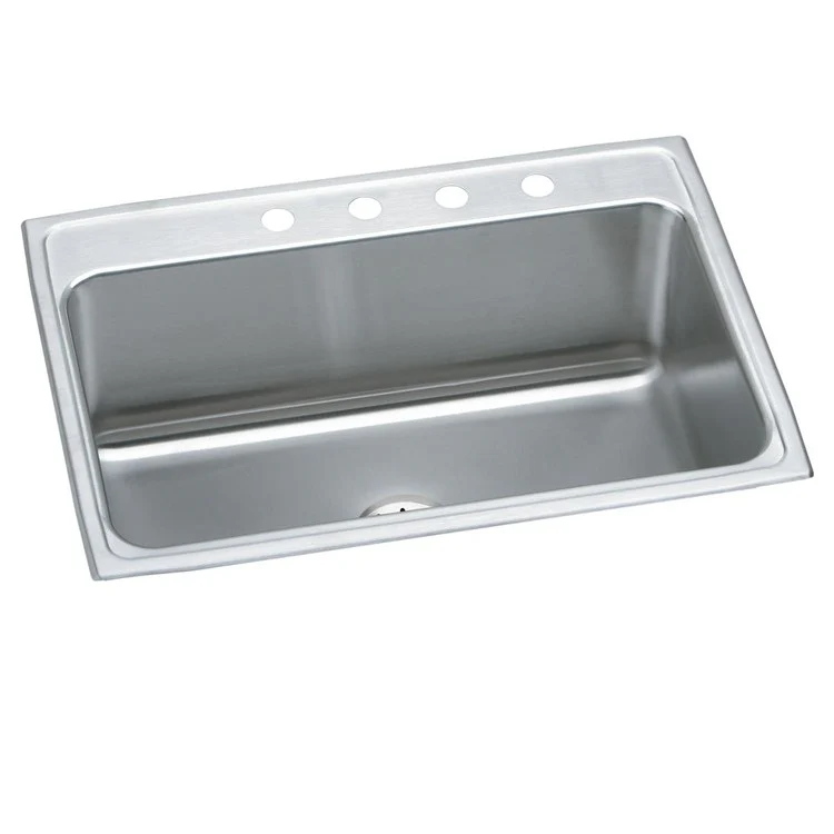 Kitchen Sink Lustertone Classic 31 x 22 Inch Single Bowl with Perfect Drain 4 Hole Lustrous Satin Drop-In 11-5/8 Inch - Frankwebs