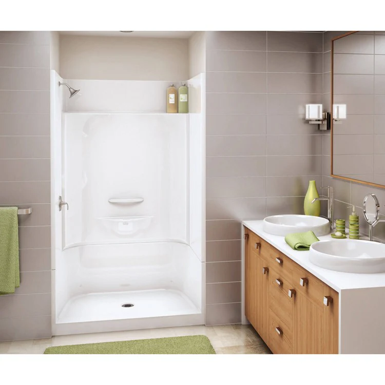 Shower KDS Rectangular White 47-7/8 x 47-7/8 x 80-1/8 Inch Fiberglass Left Seat Center Drain 47-7/8 Inch - Frankwebs