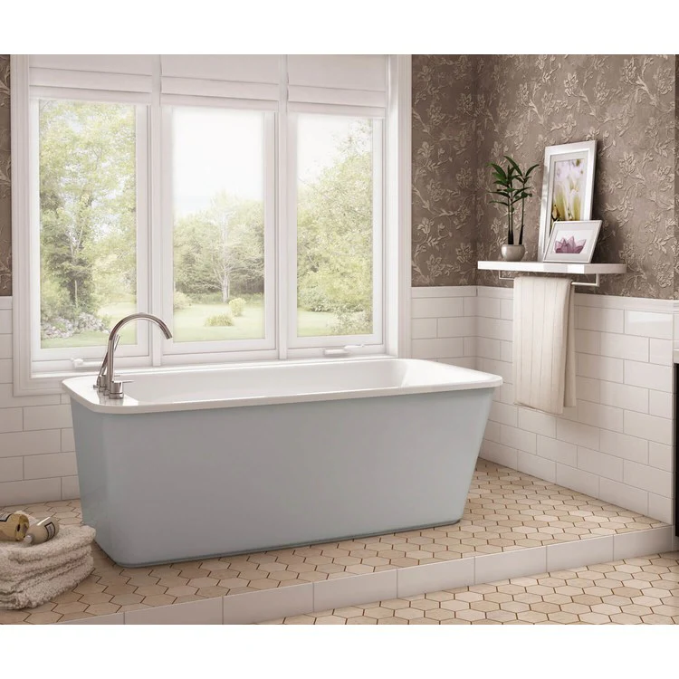 Freestanding Tub Lounge 64 x 34 x 22-1/4 Inch 2 Piece End Drain Sterling Silver Rectangular - Frankwebs