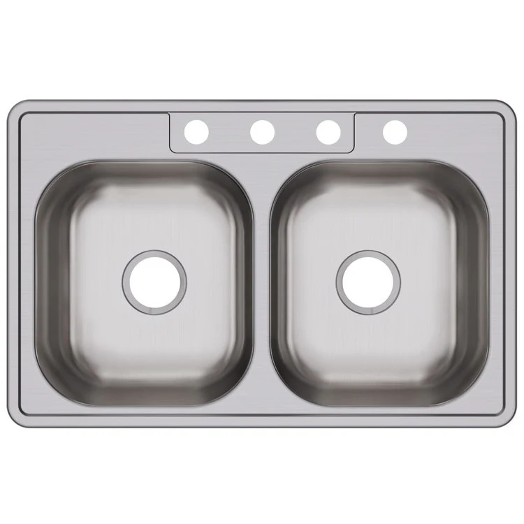 Kitchen Sink Dayton 33 x 21.25 Inch Double Bowl Equal 4 Hole Elite Satin Drop-In - Frankwebs