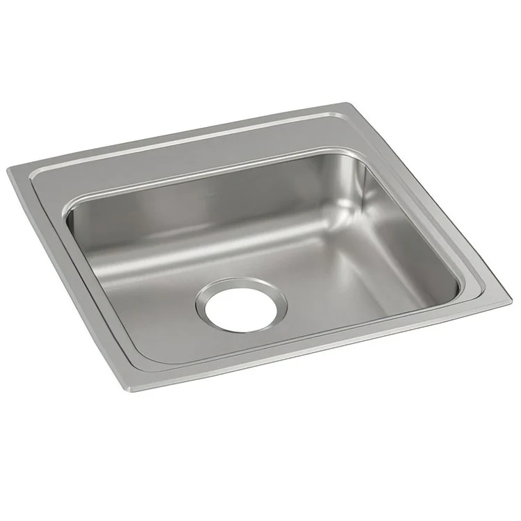 Kitchen Sink Lustertone Classic 19.5 x 19 Inch Single Bowl ADA Lustrous Satin Drop-In Rectangle Drain Location Rear Center Depth 5 Inch Bottom Only Pads - Frankwebs