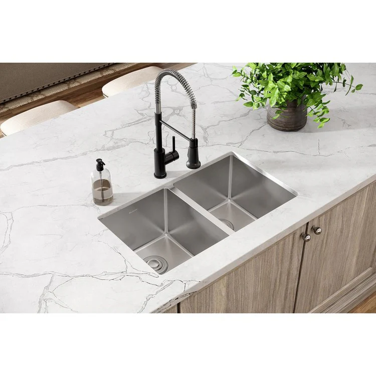 Kitchen Sink Crosstown 30.75 x 18.5 Inch Double Bowl Equal Polished Satin Undermount Drain Location Rear Center Includes 1000001303 Template - Frankwebs
