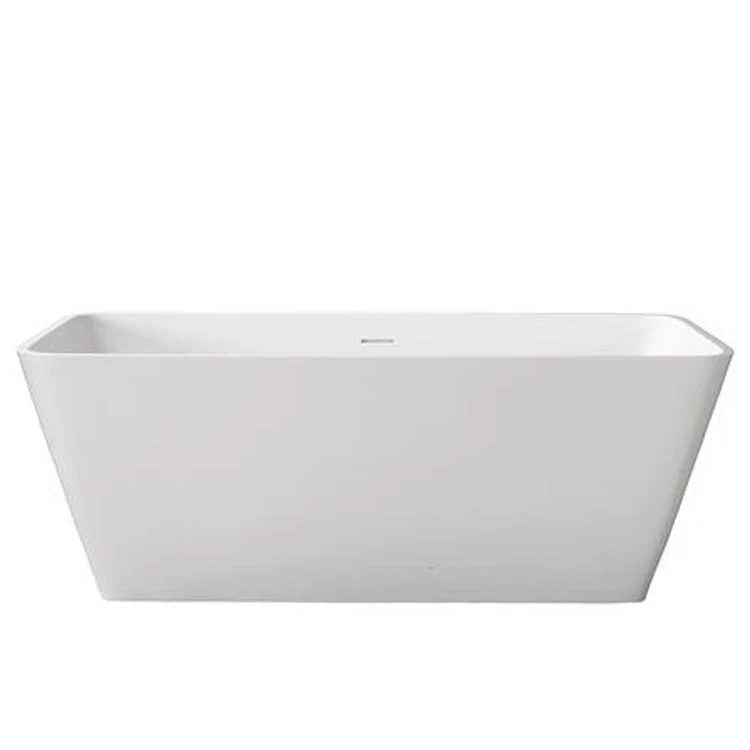 Freestanding Tub Romo 59 Inch Matte White Rectangle Resin No Faucet Holes - Frankwebs