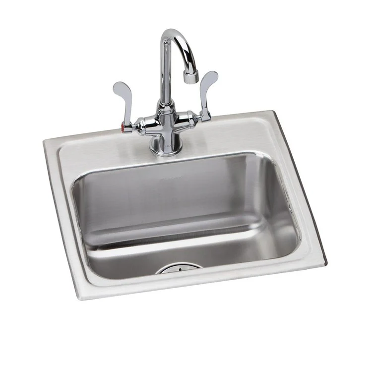Kitchen Sink Lustertone Classic 17 x 16 Inch Single Bowl MR2 Hole ADA Lustrous Satin Drop-In Rectangle Drain Location Center Depth 6 Inch Bottom Only Pads - Frankwebs