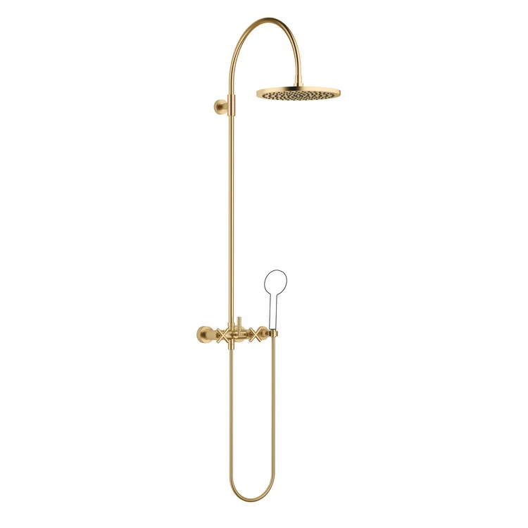 Shower Set TARA Exposed with Mixer Less Handshower 3 Cross/Lever Brushed Durabrass 1.8 Gallons per Minute - Frankwebs