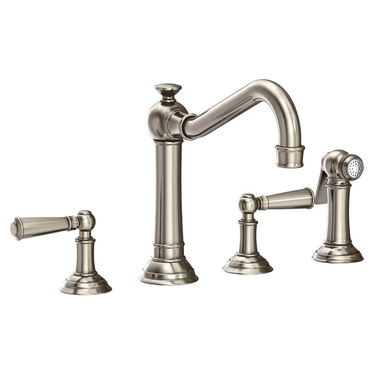 Kitchen Faucet Jacobean Widespread 8 Inch Spread 2 Lever ADA English Bronze Sidespray Spout Height 6 Inch 1.8 Gallons per Minute - Frankwebs