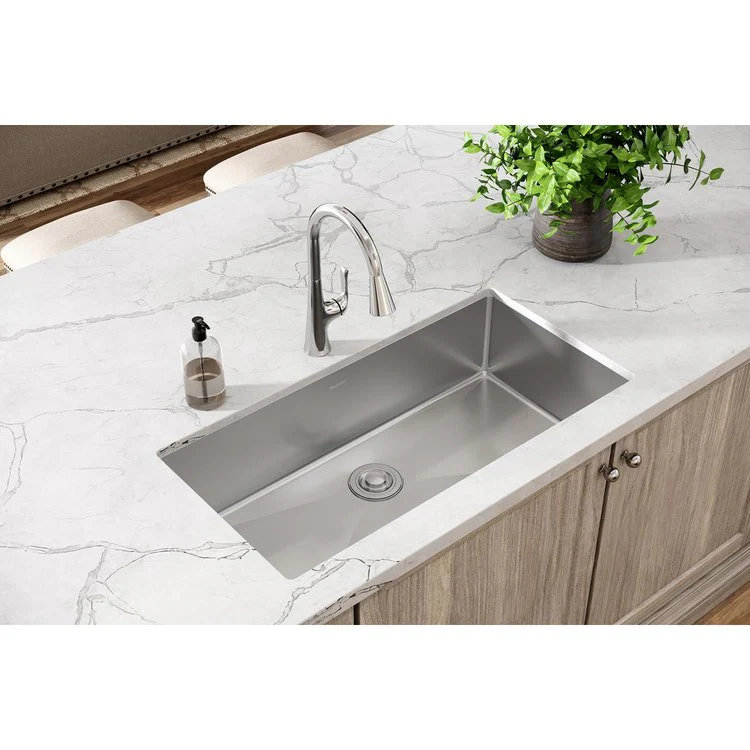 Kitchen Sink Crosstown 36.5 x 18.5 Inch Single Bowl Polished Satin Undermount Drain Location Rear Center Includes 10000003456 Template - Frankwebs