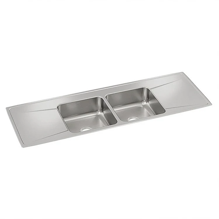 Kitchen Sink Lustertone Classic 66 x 22 Inch Double Bowl Equal with 2 Drain Board Lustrous Satin Drop-In - Frankwebs