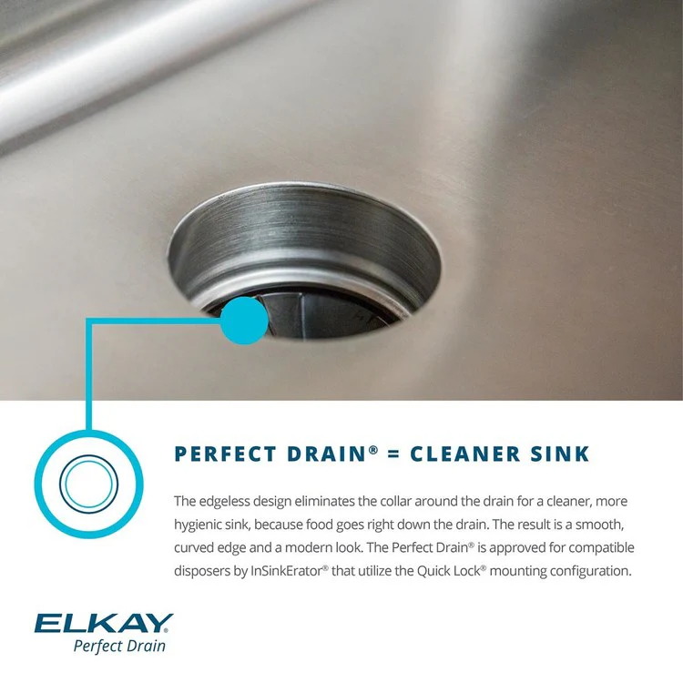 Kitchen Sink Lustertone Classic 19.5 x 22 Inch Single Bowl with Perfect Drain ADA Lustrous Satin Drop-In Rectangle Drain Location Rear Center Depth 6-1/2 Inch Includes 1000001263 Template 1 LKPD1 Perfect Drain and Strainer Bottom Only Pads - Frankwebs