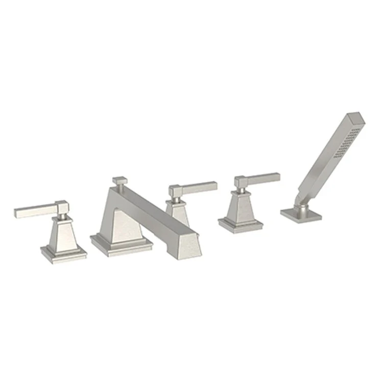 Roman Tub Trim Malvina Deck Mount with Handshower 3 Lever Flat Black ADA 8 to 20 Inch Spread - Frankwebs
