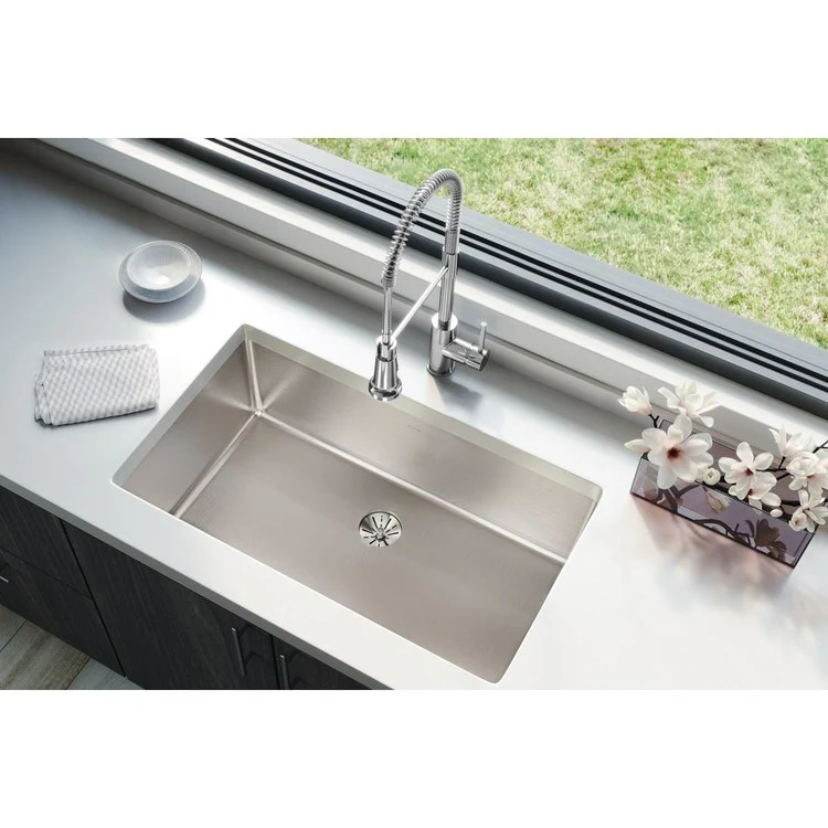 Kitchen Sink Lustertone Iconix 32.5 x 19.5 Inch Single Bowl with Perfect Drain Luminous Satin Undermount - Frankwebs