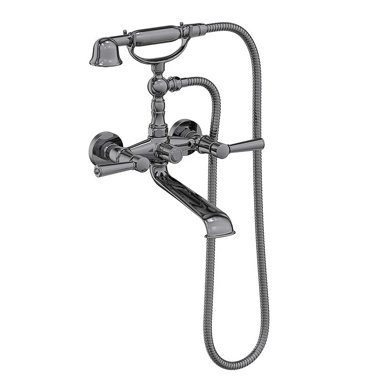 Tub Filler Metropole Wall Mount Exposed with Handshower 6 Inch Spread 2 Lever ADA Antique Nickel 2 Hole - Frankwebs