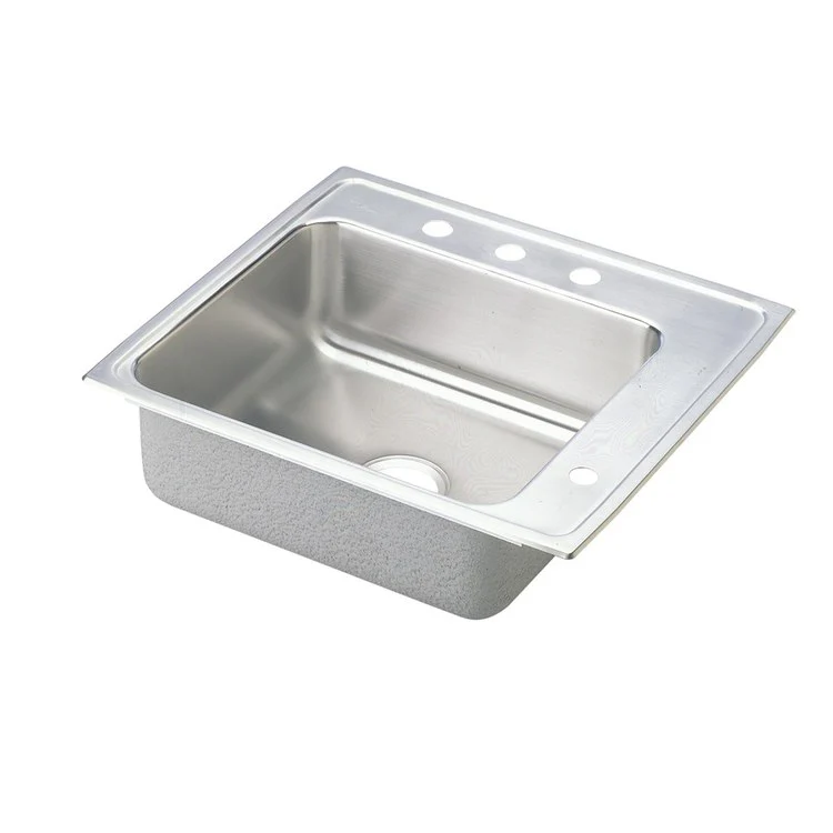 Classroom Sink Lustertone 25 x 22 Inch Single Bowl ADA Right 4 Hole Lustrous Satin Drop-In Minimum Cabinet Size 30 Inch 6-1/2 Inch Quick Clip Mounting System 18 Gauge Bottom Pads Only Mounting Hardware Included for Up to 3/4IN Countertop - Frankwebs