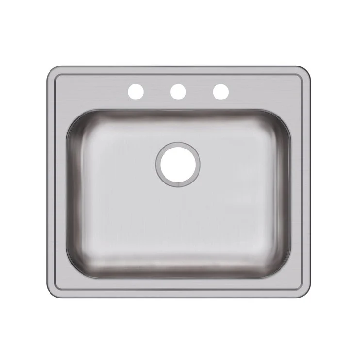 Kitchen Sink Dayton 25 x 22 Inch Single Bowl 3 Hole ADA Satin Drop-In Rectangle Drain Location Rear Center Depth 5-3/8 Inch Bottom Only Pads - Frankwebs