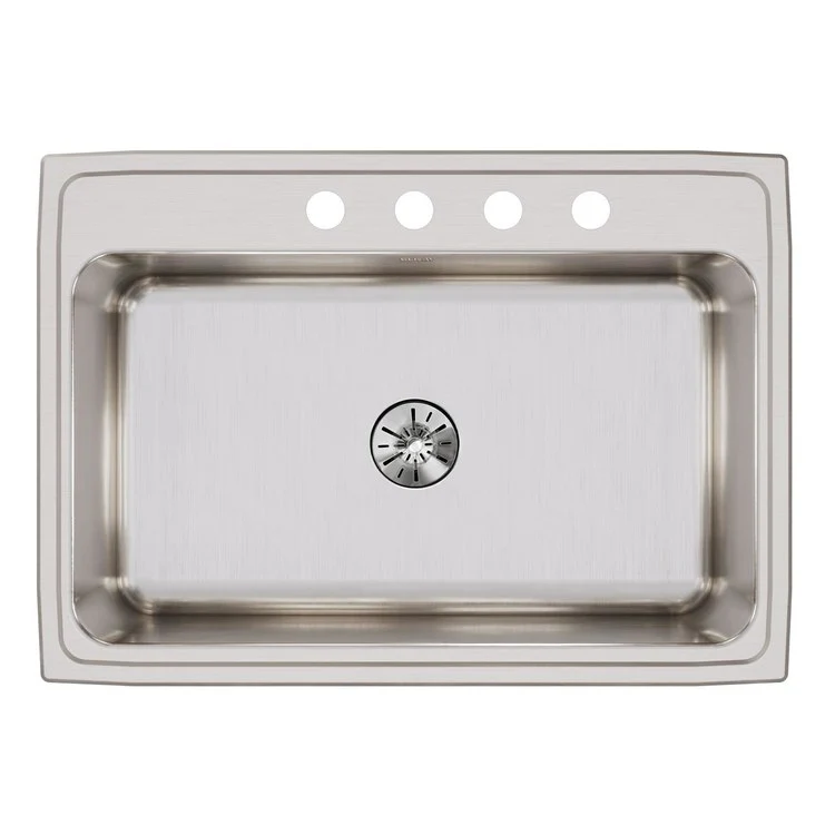 Kitchen Sink Lustertone Classic 31 x 22 Inch Single Bowl with Perfect Drain 4 Hole Lustrous Satin Drop-In 11-5/8 Inch - Frankwebs