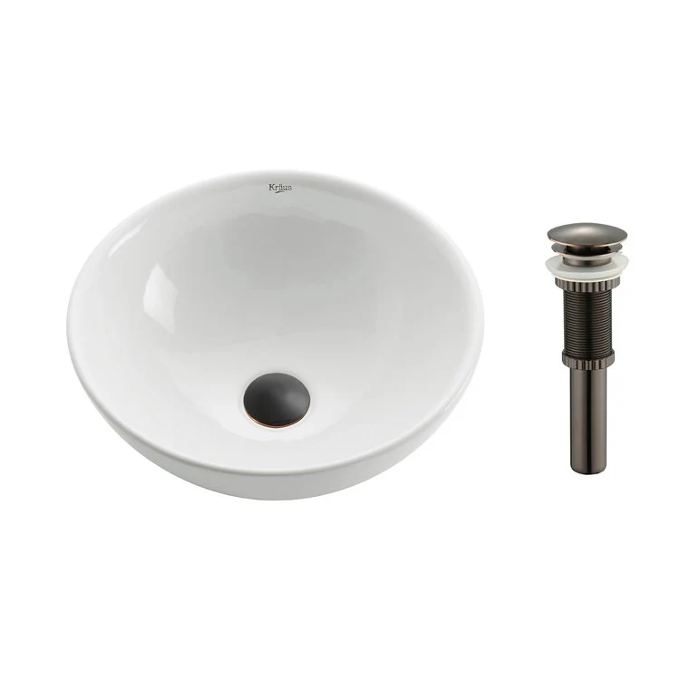Soft Round Ceramic Bathroom Vessel Sink with Pop-Up Drain - Frankwebs